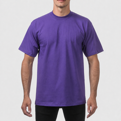 Men's Heavyweight Cotton Short Sleeve T-Shirt - Classic Plain Solid Basic Tee, Big & Tall Sizes XS-5XL