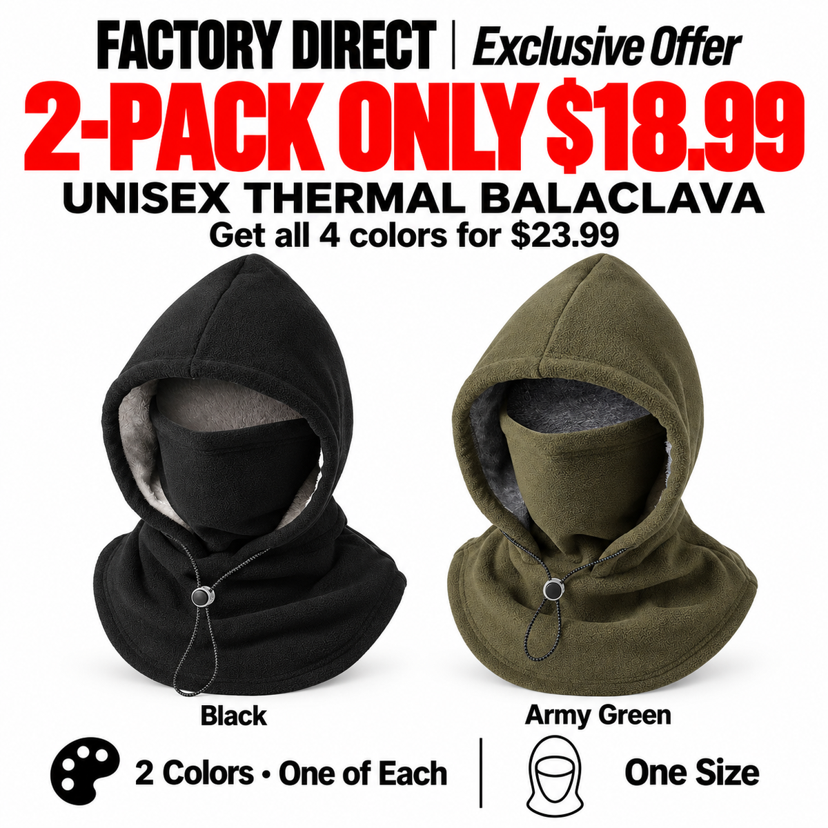 ⏳LAST DAY SALE ONLY $9.99!!✨Thermal Balaclava Face Mask with Drawstring