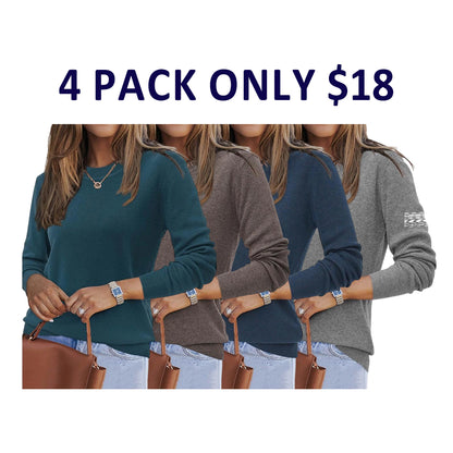 Women Spring Fashion Wool Blend Sweater 2025 Long Sleeve Crew Neck Business Casual Pullover Tops Trendy Outfits