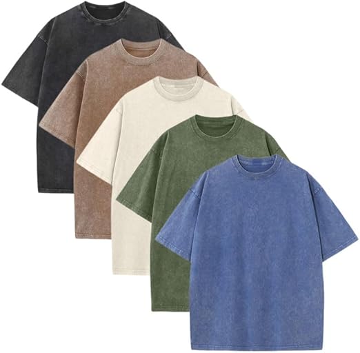 Men's Oversized Vintage Acid-Wash T-Shirt Heavyweight Cotton Streetwear for Gym & Everyday Wear