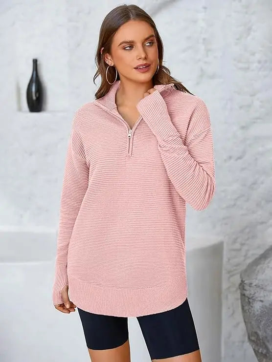 Ultimate Cozy V-Neck Ribbed Knit Pullover – All-Season Comfort & Style
