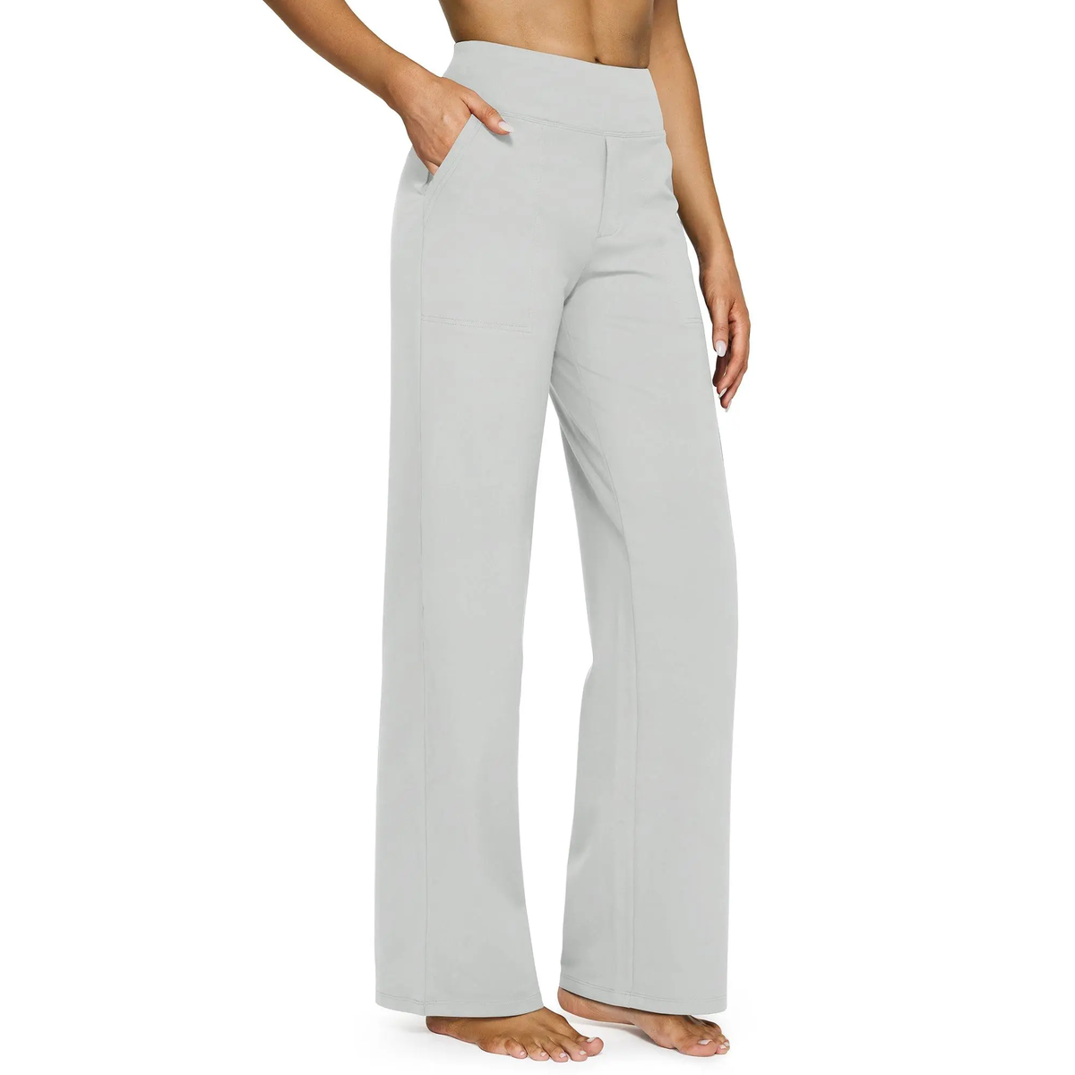 Women's 6-Pack High Waist Wide Leg Pants – Soft Stretch Yoga Pants with Pockets, Plus-Size Business Casual Daily Wear