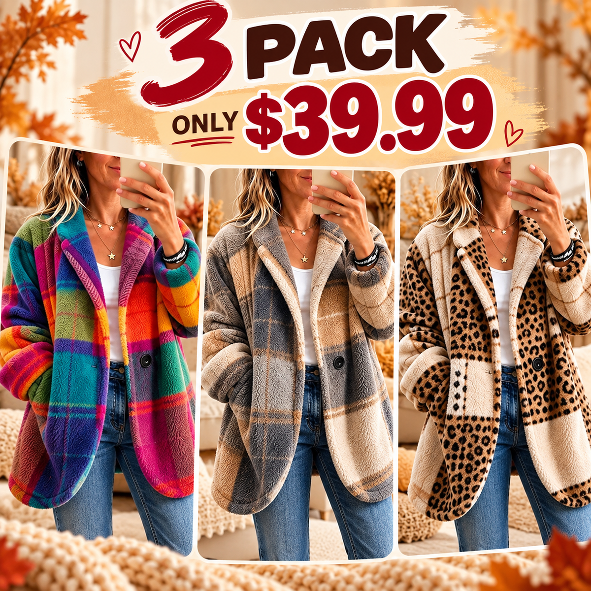 ✨ Cozy Plaid Fleece Coat – Bold Color, Effortless Style