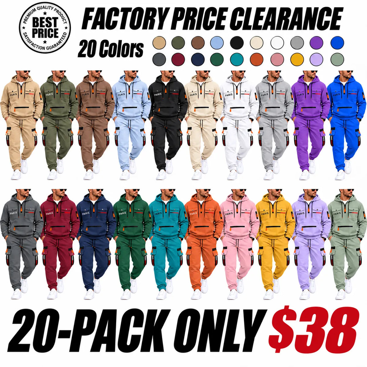 Men's 2-Piece Hoodie & Cargo Jogger Set