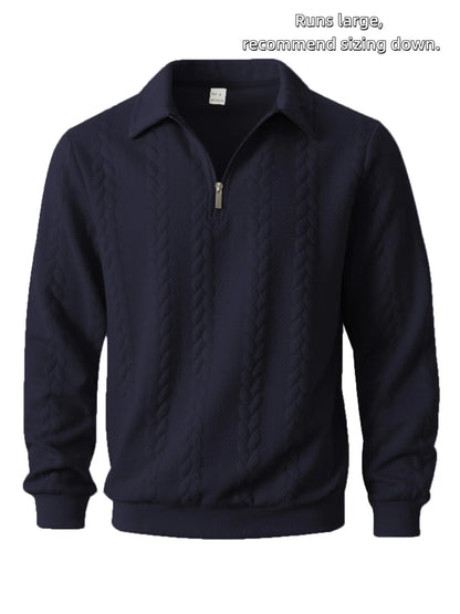 Men's Outfits Knitted Polo Neck Long Sleeve Fitted Knitwear Sweatshirt