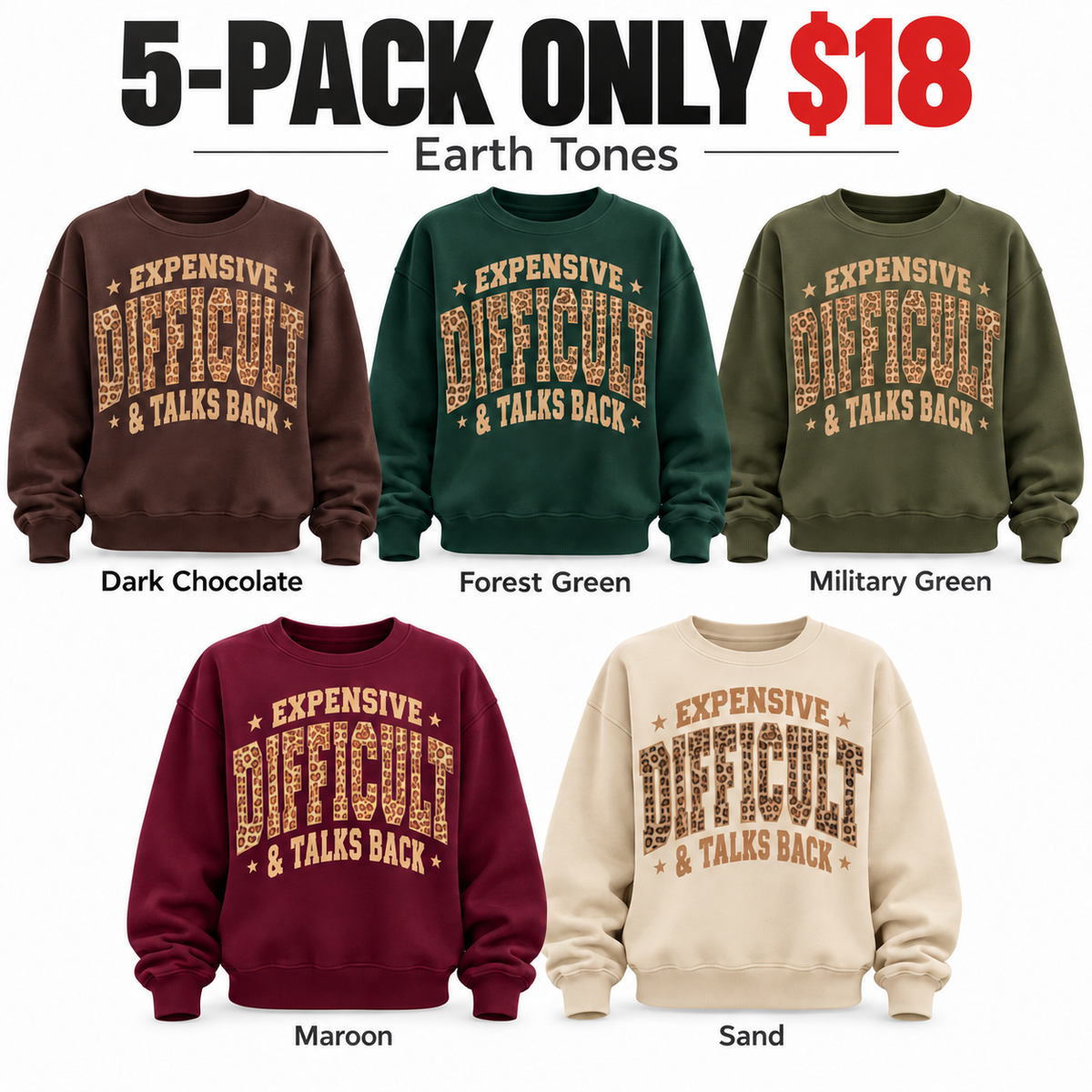 10-PACK ONLY $2410 colors. ---✨ Everyday Leopard Graphic Sweatshirt