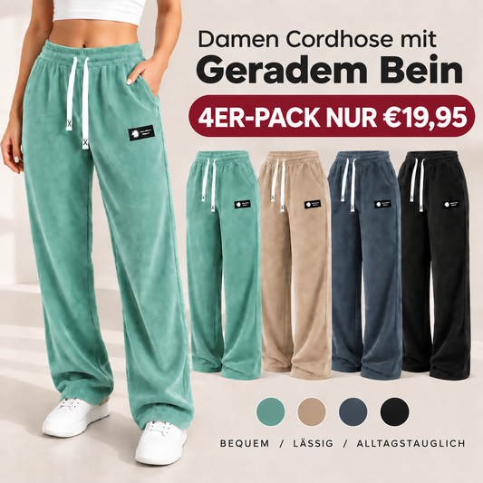 Bestseller 🏆 Einfarbige Cordhose für Damen mit geradem Bein