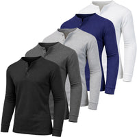 (Henley) Black-Charcoal-Heather Grey-Navy-White