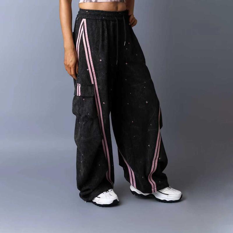 Women  Wide Leg Drawstring Joggers with Side Pockets