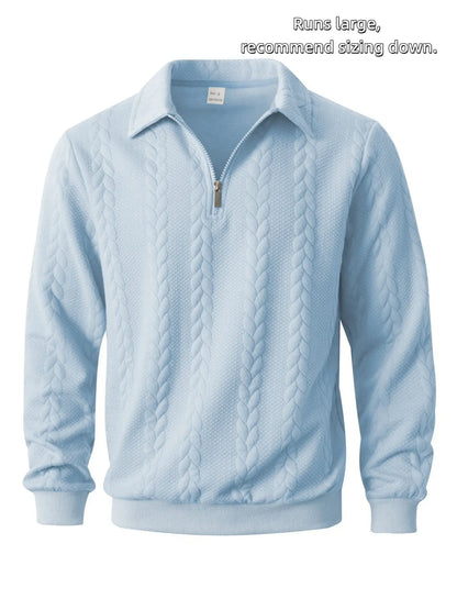 Men's Outfits Knitted Polo Neck Long Sleeve Fitted Knitwear Sweatshirt