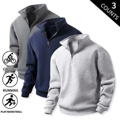 Men's Quarter-Zip Fleece Sweatshirts – Single or 3-Pack