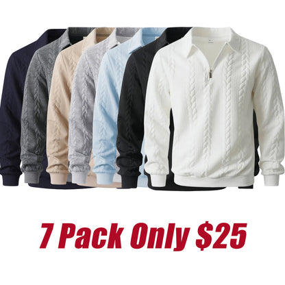 Men's Knitted Half-Zip Fitted Polo Neck Sweater