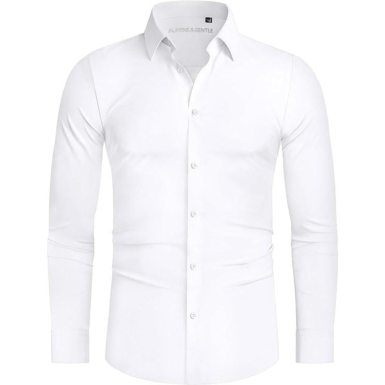 Men’s 4-Way Stretch Travel Dress Shirt: Wrinkle-Free Slim Fit