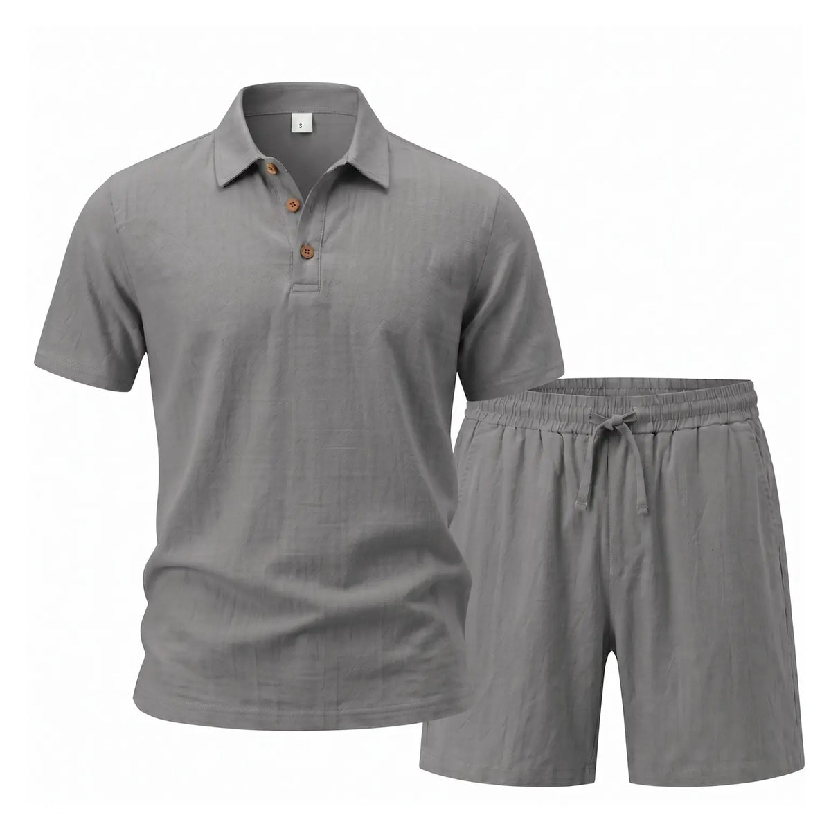 Men's Linen 2 Piece Summer Outfit - Short Sleeve Button Down Shirt & Drawstring Long Pants Casual Beach Vacation Set