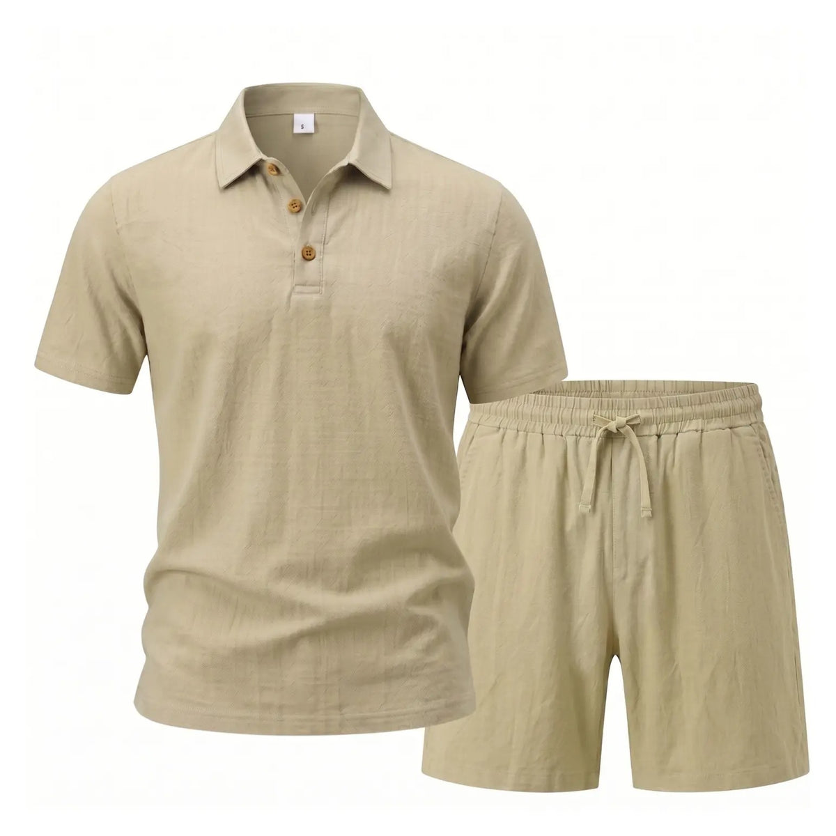 Men's Linen 2 Piece Summer Outfit - Short Sleeve Button Down Shirt & Drawstring Long Pants Casual Beach Vacation Set