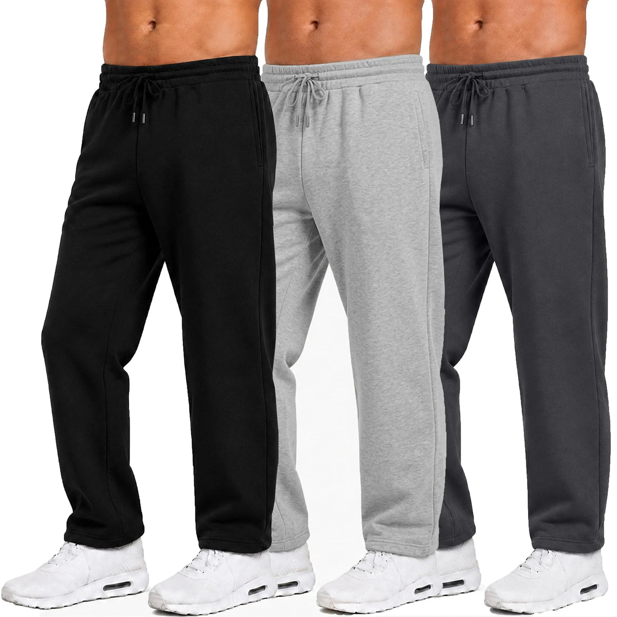 Men's Classic Heavyweight Fleece Sweatpants Open Bottom Loose Casual Warm Athletic Pants for Daily & Sports Wear