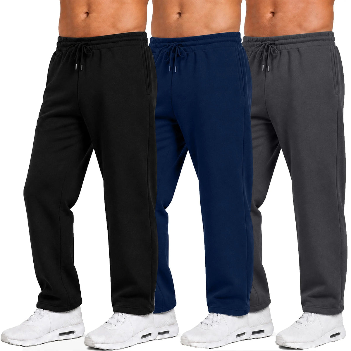 Men's Classic Heavyweight Fleece Sweatpants Open Bottom Loose Casual Warm Athletic Pants for Daily & Sports Wear