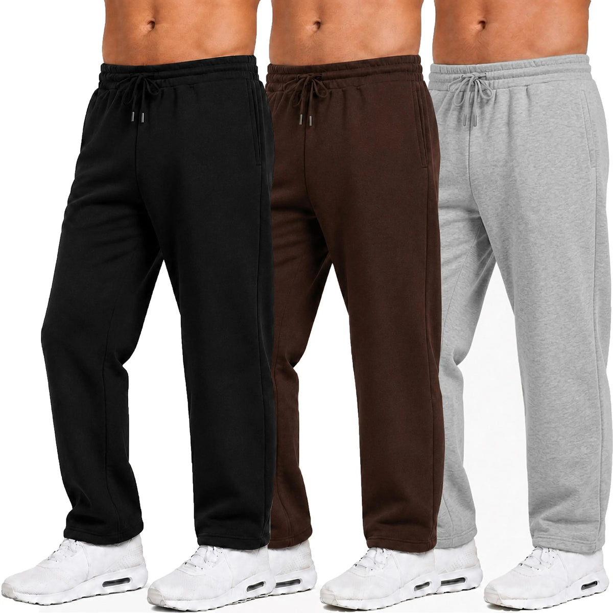 Men's Classic Heavyweight Fleece Sweatpants Open Bottom Loose Casual Warm Athletic Pants for Daily & Sports Wear
