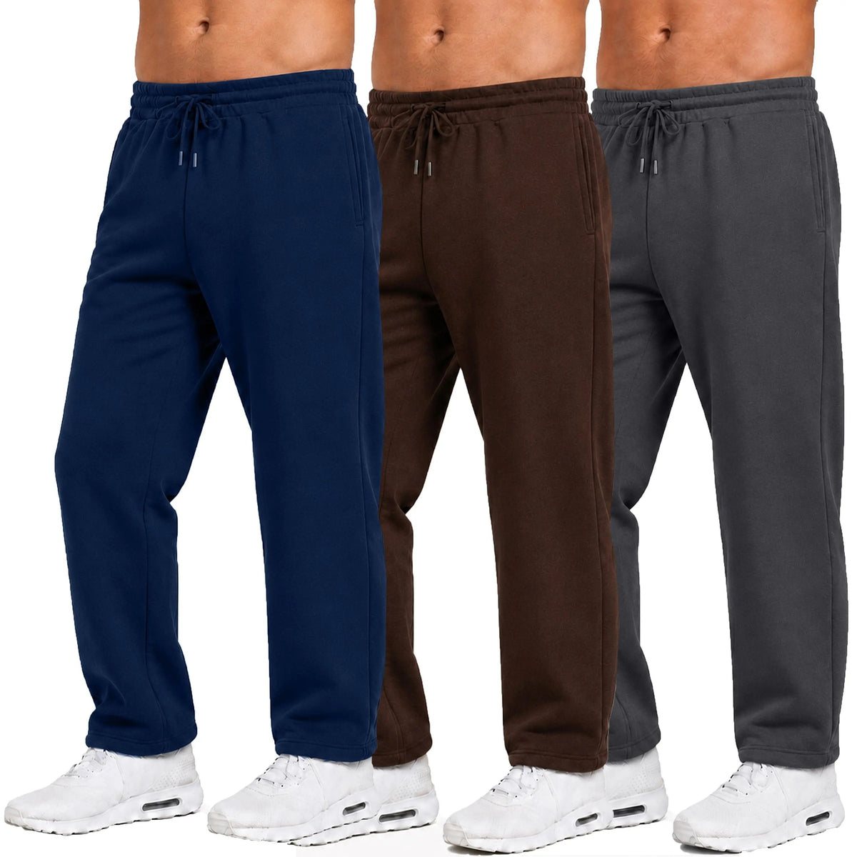 Men's Classic Heavyweight Fleece Sweatpants Open Bottom Loose Casual Warm Athletic Pants for Daily & Sports Wear