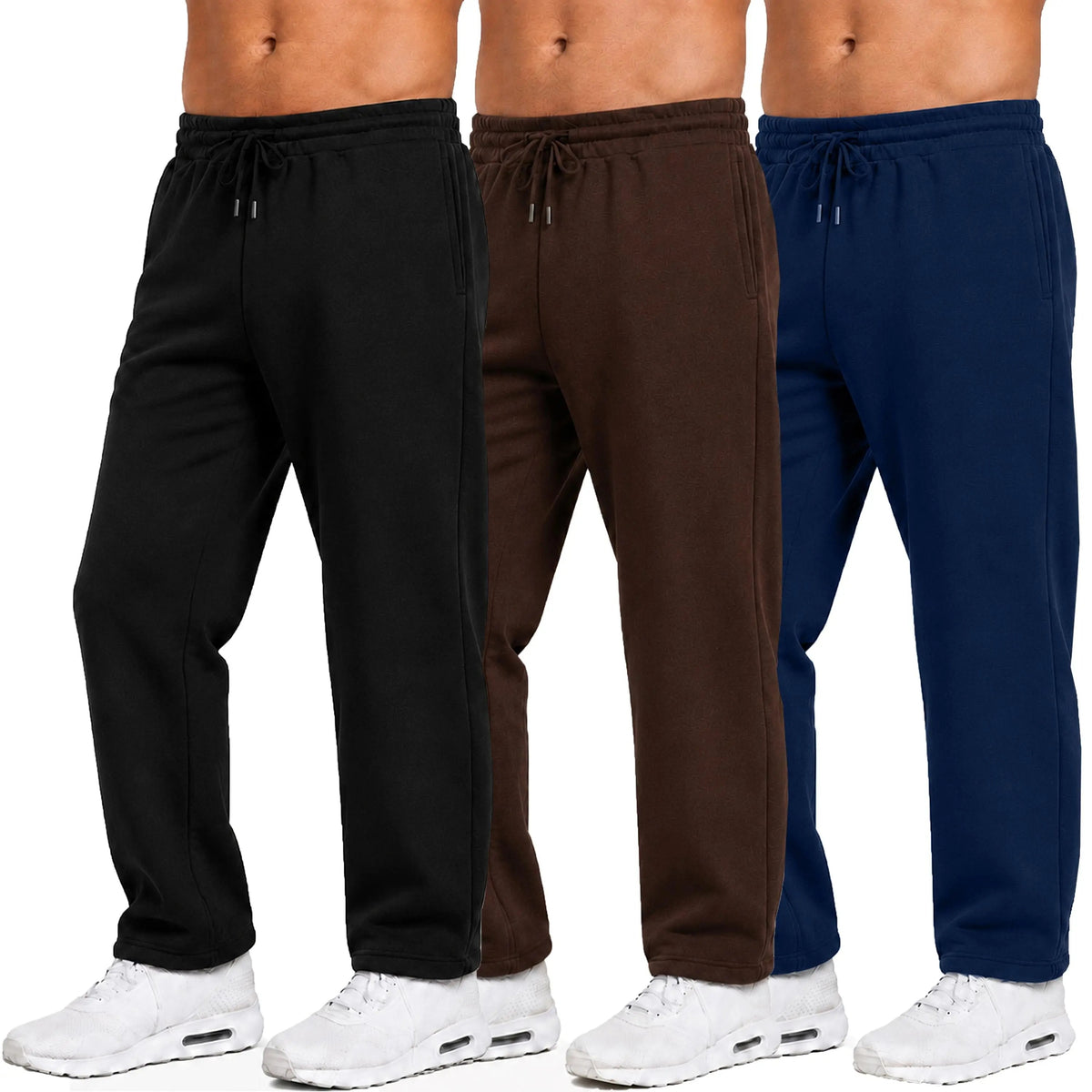 Men's Classic Heavyweight Fleece Sweatpants Open Bottom Loose Casual Warm Athletic Pants for Daily & Sports Wear