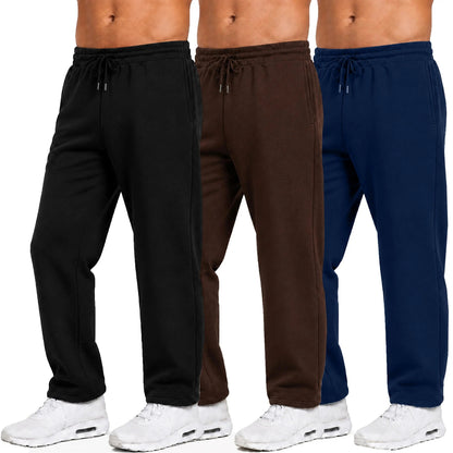 Men's Classic Heavyweight Fleece Sweatpants Open Bottom Loose Casual Warm Athletic Pants for Daily & Sports Wear