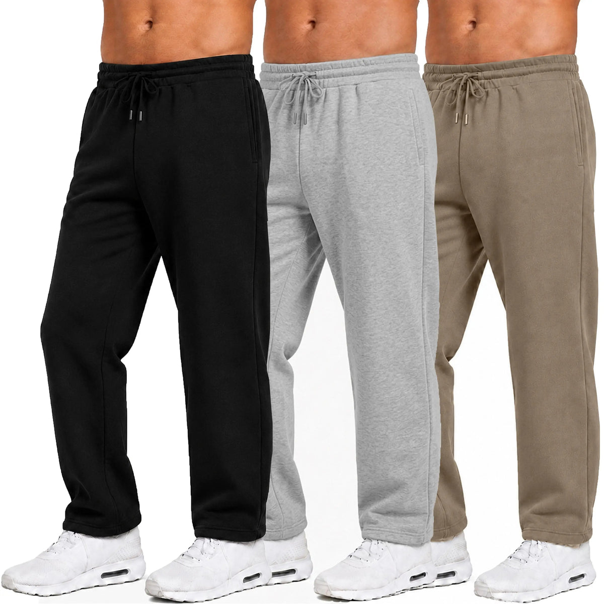 Men's Classic Heavyweight Fleece Sweatpants Open Bottom Loose Casual Warm Athletic Pants for Daily & Sports Wear