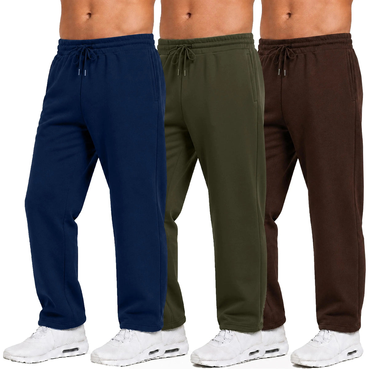 Men's Classic Heavyweight Fleece Sweatpants Open Bottom Loose Casual Warm Athletic Pants for Daily & Sports Wear