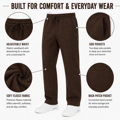Men's Classic Heavyweight Fleece Sweatpants Open Bottom Loose Casual Warm Athletic Pants for Daily & Sports Wear