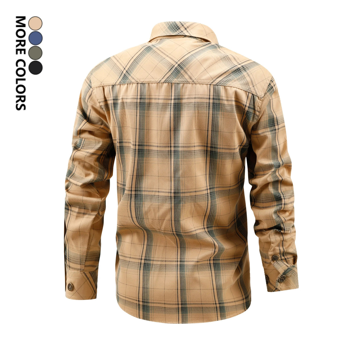 Men's Turn-Down Collar Plaid Long Sleeve Shirt Button Front Breathable Casual Light Business Tops