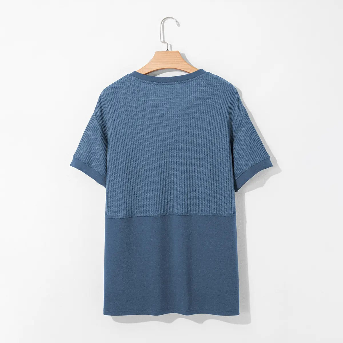 Women's Waffle Knit V-Neck Tunic Top Casual Short Sleeve Loose Fit Lightweight Summer Shirt for Beach Party Back to School Daily Wear