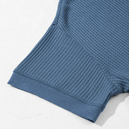 Women's Waffle Knit V-Neck Tunic Top Casual Short Sleeve Loose Fit Lightweight Summer Shirt for Beach Party Back to School Daily Wear