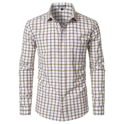 Men's Plaid Gingham Slim Fit Dress Shirt Long Sleeve Classic Button Down Lightweight Casual Formal
