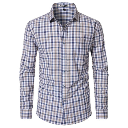 Men's Plaid Gingham Slim Fit Dress Shirt Long Sleeve Classic Button Down Lightweight Casual Formal