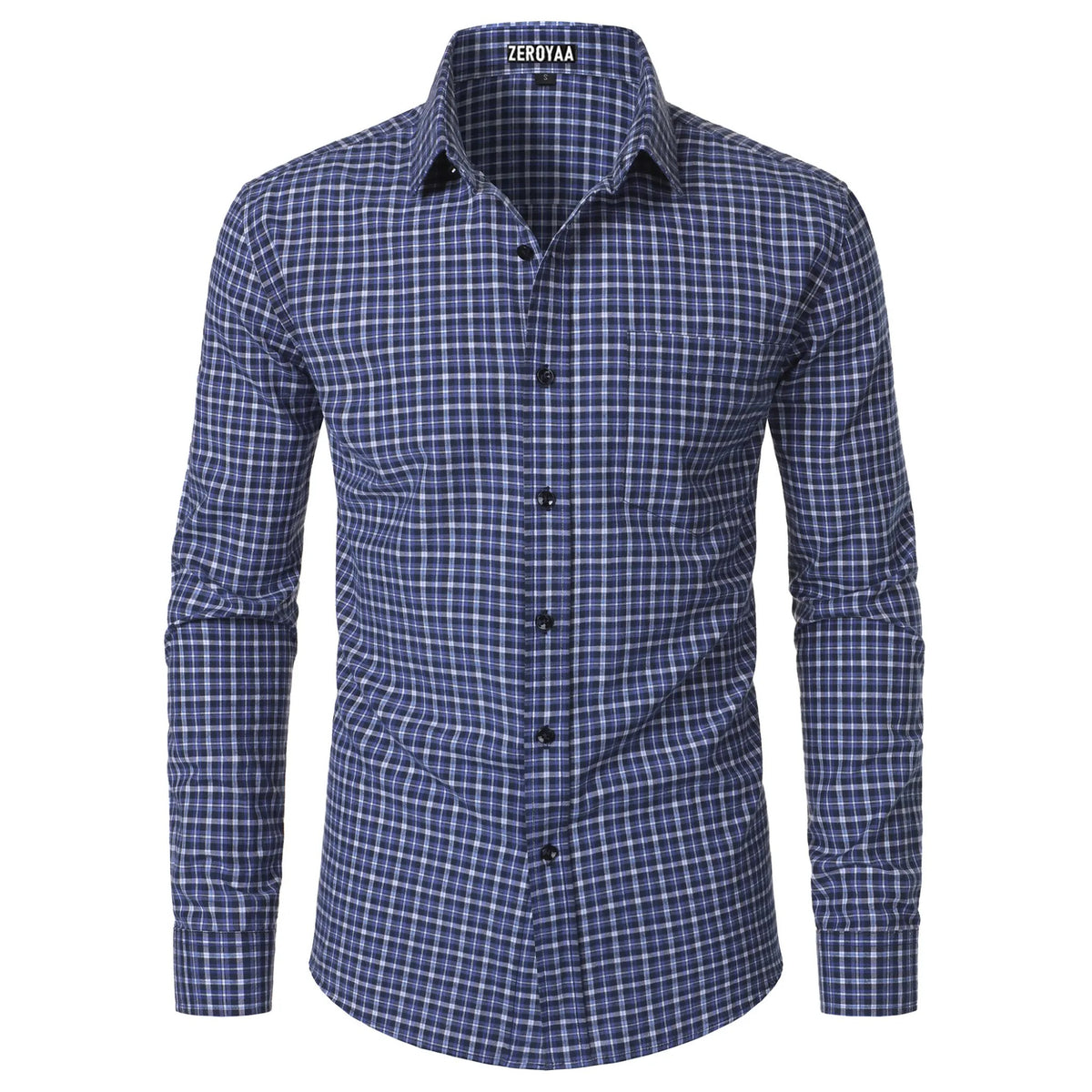 Men's Plaid Gingham Slim Fit Dress Shirt Long Sleeve Classic Button Down Lightweight Casual Formal