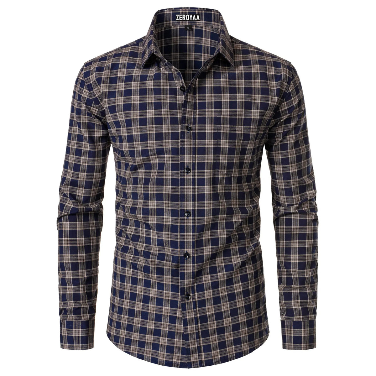 Men's Plaid Gingham Slim Fit Dress Shirt Long Sleeve Classic Button Down Lightweight Casual Formal