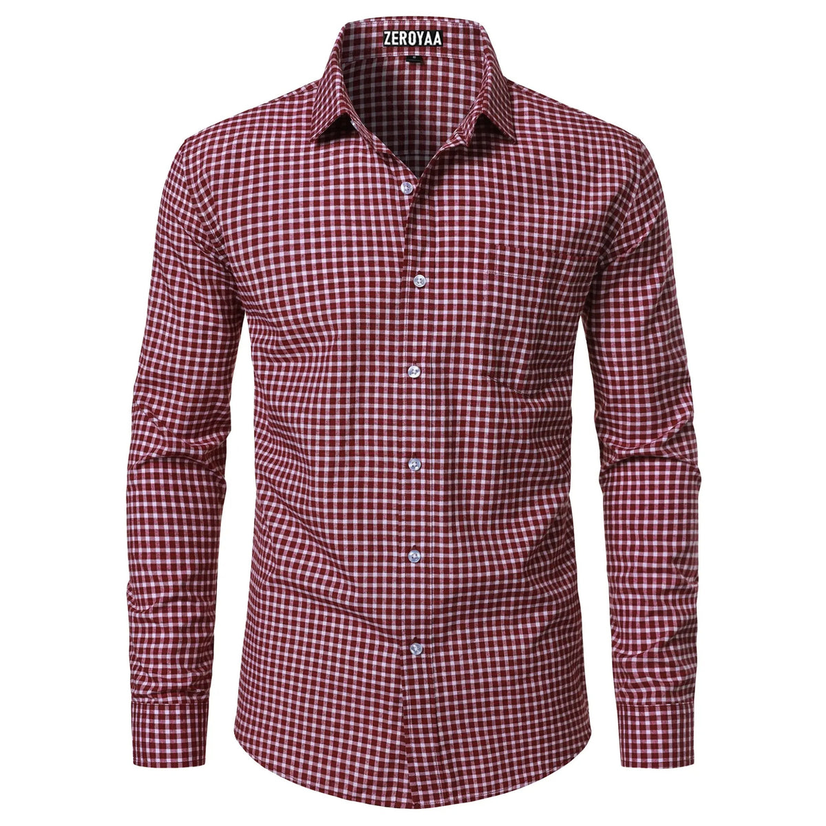 Men's Plaid Gingham Slim Fit Dress Shirt Long Sleeve Classic Button Down Lightweight Casual Formal