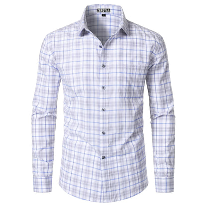 Men's Plaid Gingham Slim Fit Dress Shirt Long Sleeve Classic Button Down Lightweight Casual Formal