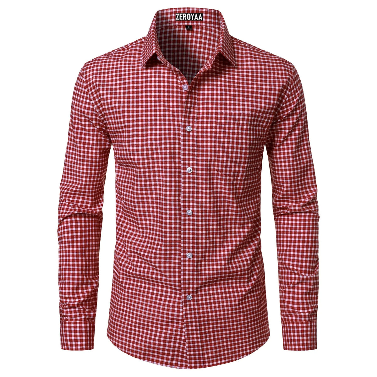 Men's Plaid Gingham Slim Fit Dress Shirt Long Sleeve Classic Button Down Lightweight Casual Formal