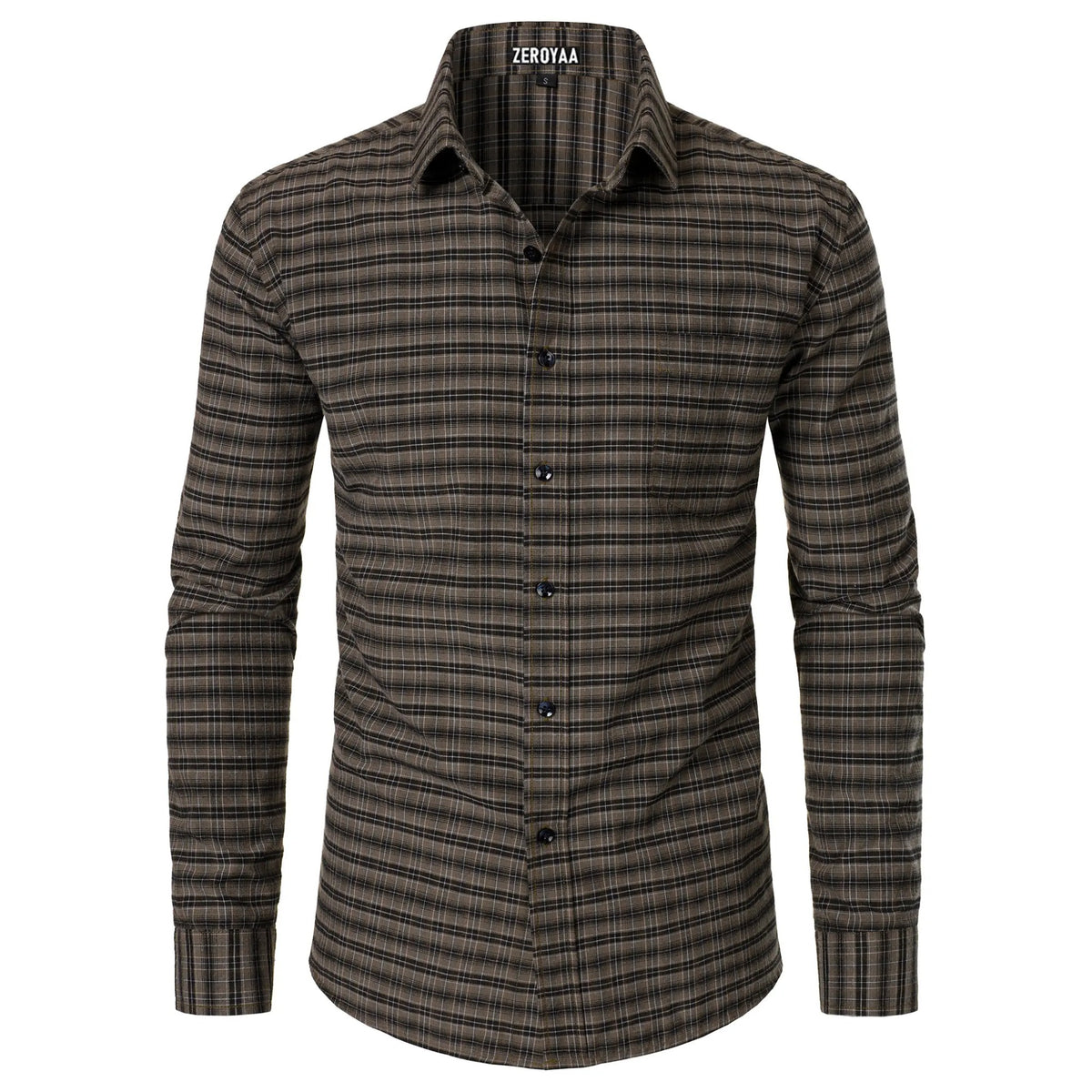 Men's Plaid Gingham Slim Fit Dress Shirt Long Sleeve Classic Button Down Lightweight Casual Formal