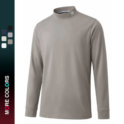 Men's Heather Mock Neck Thermal Long Sleeve Top, Basic Soft Undershirt Knit Sweater for Golf & Daily Casual Wear
