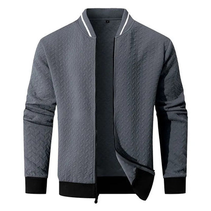 Men's Plain Varsity Bomber Jacket Lightweight Zip‑Up Stand Collar Coat Fitted Long Sleeve Outerwear