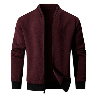 Men's Plain Varsity Bomber Jacket Lightweight Zip‑Up Stand Collar Coat Fitted Long Sleeve Outerwear