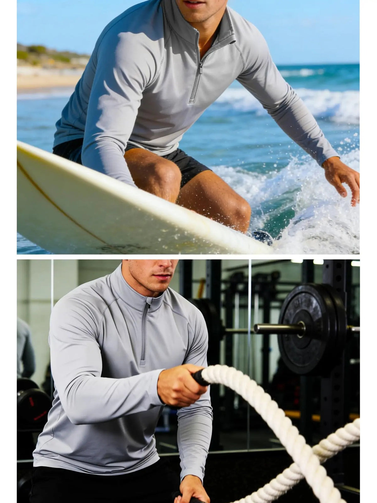 Men's 1/4 Zip Long Sleeve Shirt, UPF 50+ Quick Dry Lightweight Rash Guard, Outdoor Sports Casual Tops for Hiking Running