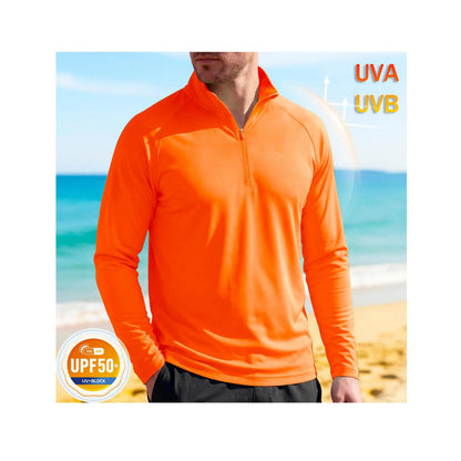 Men's UPF 50+ Quick Dry 1/4 Zip Long Sleeve Shirts, Lightweight Athletic Rashguard Tops, Soho Chic Casual Outdoor Sport Shirts