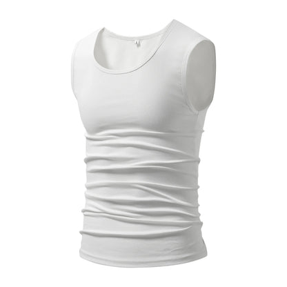 Men's Cotton Muscle Tank Tops, High Elastic Breathable Sleeveless Workout Sports Undershirt, Casual Summer Lifestyle Beater Tops