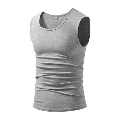 Men's Cotton Muscle Tank Tops, High Elastic Breathable Sleeveless Workout Sports Undershirt, Casual Summer Lifestyle Beater Tops