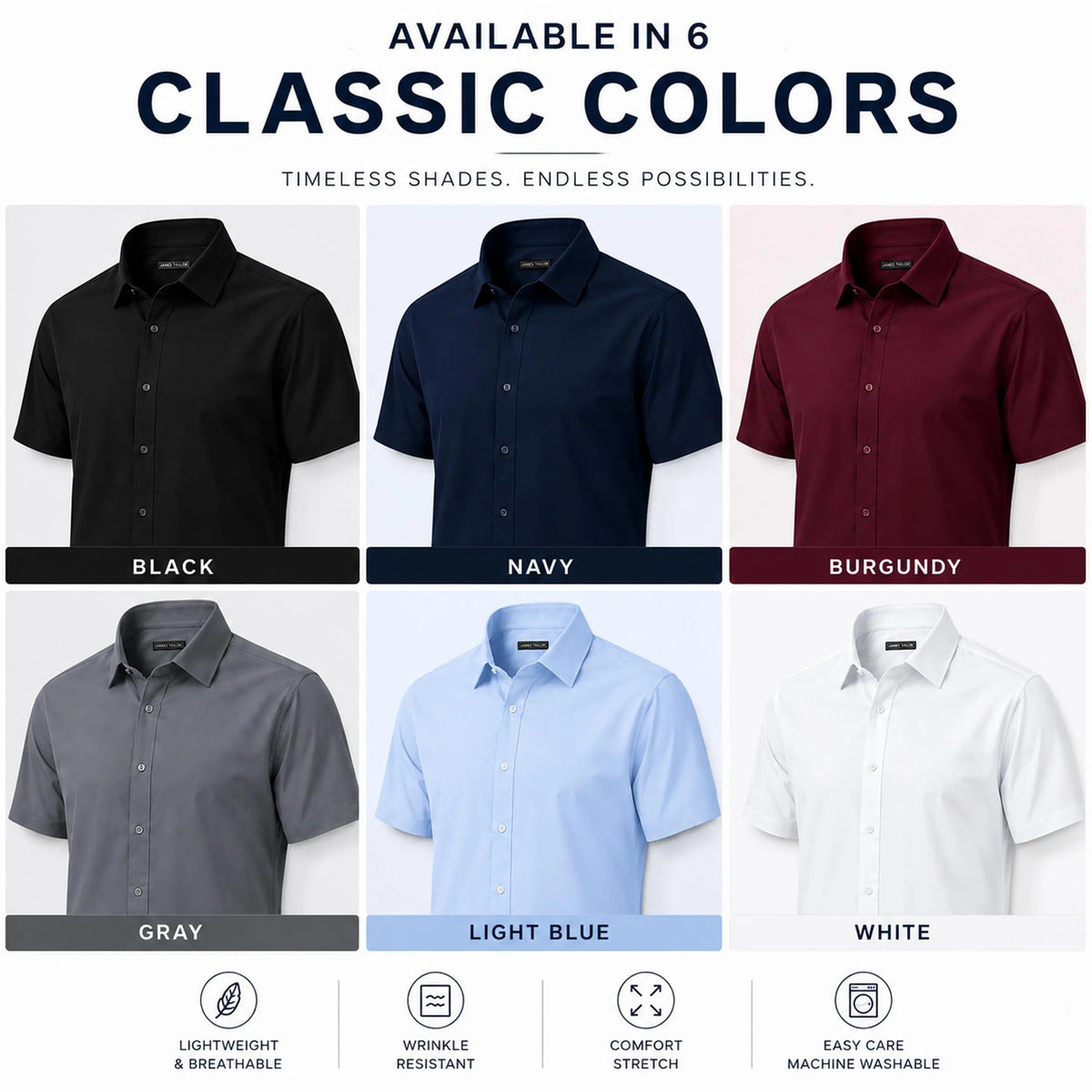Men's Short Sleeve Stretch Dress Shirt