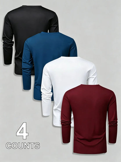 Men's Bull Head Print Long Sleeve T-Shirt, Breathable Athletic Casual Workout Tops