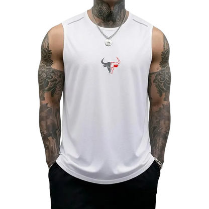 Men's Bull Graphic Muscle Tank Tops Breathable Polyester Sleeveless Athletic Vests