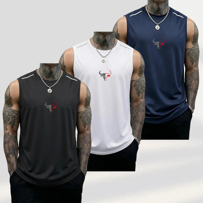 Men's Bull Graphic Muscle Tank Tops Breathable Polyester Sleeveless Athletic Vests
